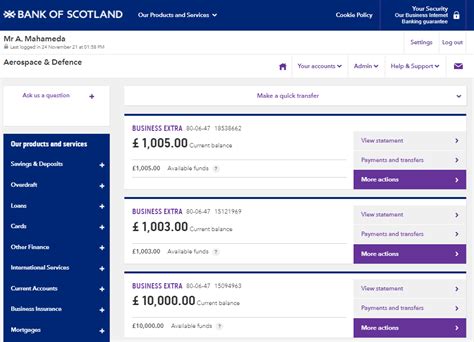 Bank of Scotland online accounting